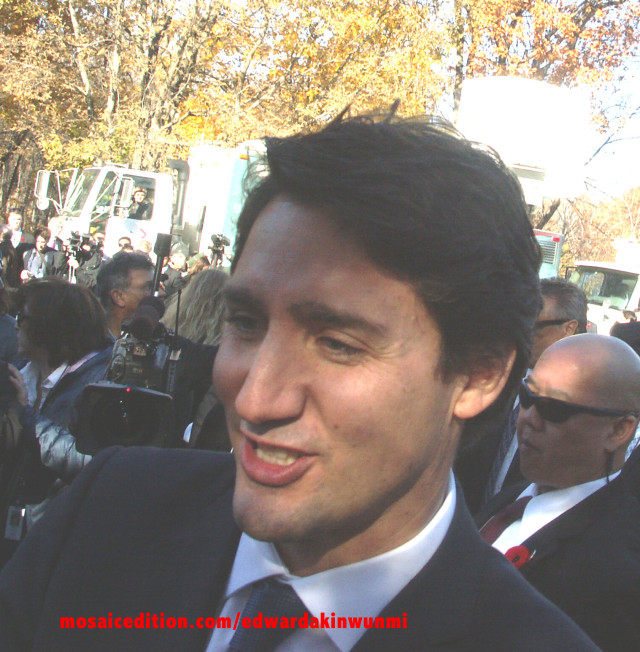 Prime Minister Justin Trudeau greets the public outside Redeau Hall after swearing in ceremony 2015 - Photo Mosaic Edition Edward Akinwunmi