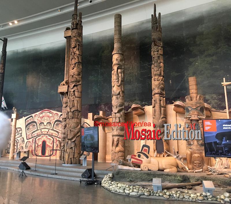 Canadian Museum of History – Gatineau Quebec  Canadian History Hall – Indigenous art photo – July 2017. Photo Mosaic Edition Edward Akinwunmi