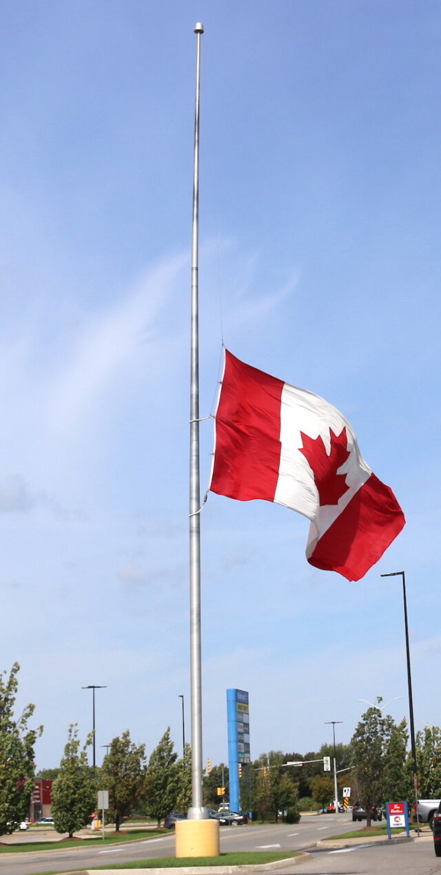 Canadian flag – half-mast National Day for Truth and Reconciliation – September 30