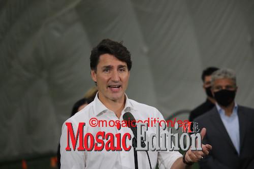 Trudeau visits Soccer World - Hamilton-He remarked that unvaccinated people have been showing up at ICUs, while surgeries and emergency treatments have been delayed. Photo Mosaic Edition Edward Akinwunmi