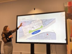 Collège Boréal plans to open temporary campus in the Toronto Distillery District Lise Béland, Vice President for Central and Southwestern Ontario at Collège Boréal shows the location of a future subway station relative to College Boréal’s buildings in the Distillery District. Photo supplied – Collège Boréal.