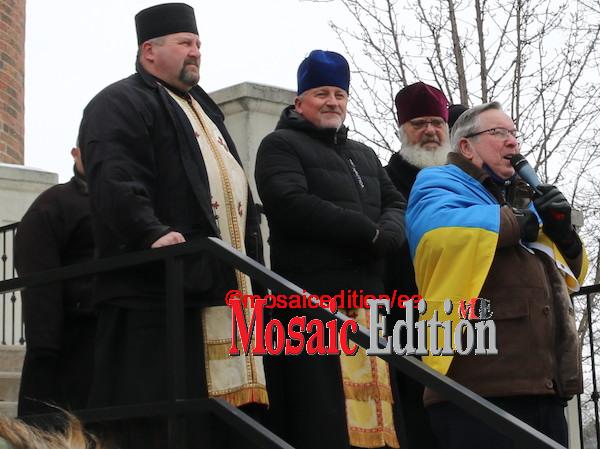 Jim Bradley, Regional Chair Niagara region - Rally in support of Ukraine - Sts. Cyril and Methodius Church, Niagara St., Catharines. Photo Mosaic Edition Edward Akinwunmi