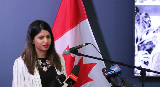 Sean Fraser - Minister of Immigration, Refugees and Citizenship speaking at World Refugee Day 2022 – Toronto. He was speaking on the collaboration of his ministry and Kids Help Phone to provide youth mental health services to newcomers from Afghanistan and Ukraine in their language. Photo Mosaic Edition Edward Akinwunmi