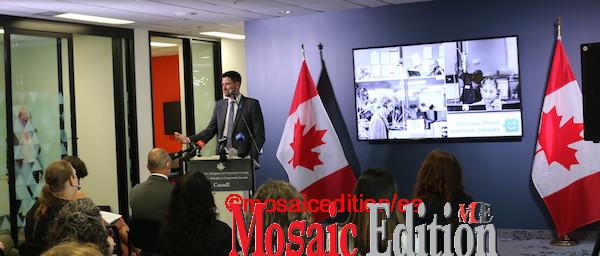Sean Fraser - Minister of Immigration, Refugees and Citizenship speaking at World Refugee Day 2022 – Toronto. He was speaking on the collaboration of his ministry and Kids Help Phone to provide youth mental health services to newcomers from Afghanistan and Ukraine in their language. Photo Mosaic Edition Edward Akinwunmi