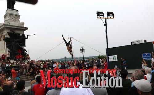 Pancho Libre performed his high energy acrobatic displays in front of the historic Château Frontenac to the applause of the audience to mark Canada Day in downtown Quebec - Photo Mosaic Edition Edward Akinwunmi